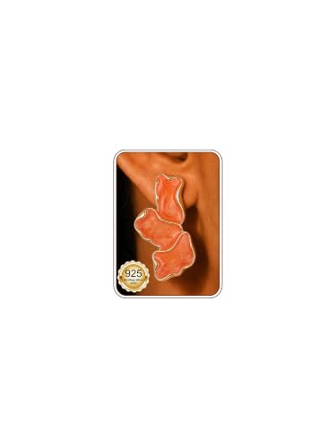 S925 Sterling Silver Flower Statement Earrings For Women Trendy - color: orange