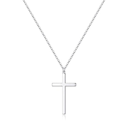 M MOOHAM Cross Necklace for Women Girls, Dainty 14K Gold Plated Cross Pendant Necklace Sideways Cross Choker Layered Necklaces for Women Girls - color: Cross Silver 0.75"×1.26"