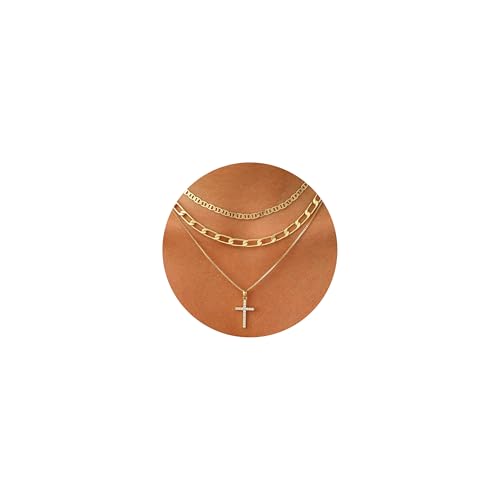 Fesciory Cross Necklace for Women, 14K Gold Plated Rhinestones Jewelry Gift - color: Gold Plated 6