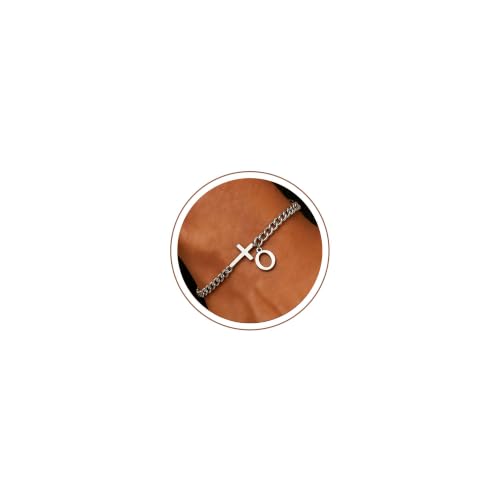 Cross Bracelets for Men Initial A - Z Faith Cross Bracelets Gifts - color: Silver O