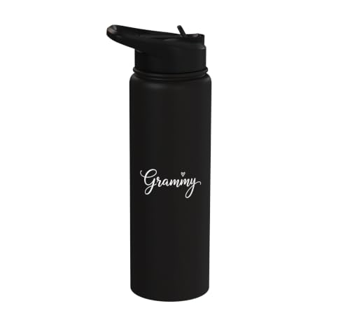 Grandparent Grammy Script Heart, Grandma From Stainless Steel Insulated Water Bottle - color: Black