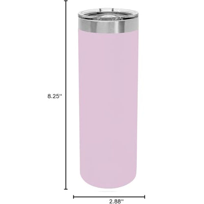 LaserGram Personalized 22oz Skinny Tumbler, Christian Cross (Light Purple) - color: Light Purple