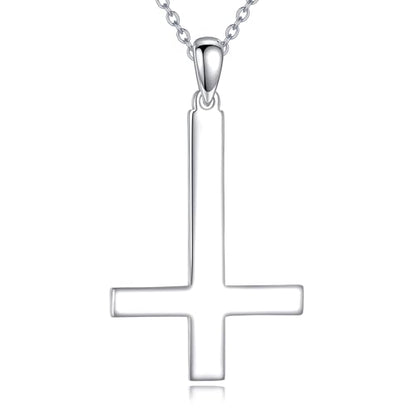 POPLYKE Cross Necklace 925 Sterling Silver Cross Pendant for Men Women - style: Upside Down Cross