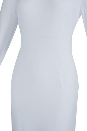 Trumpet Long Sleeve Mesh Church Dress Clergy Tab Insert Collar Priestess Dress - color: White, size: Large