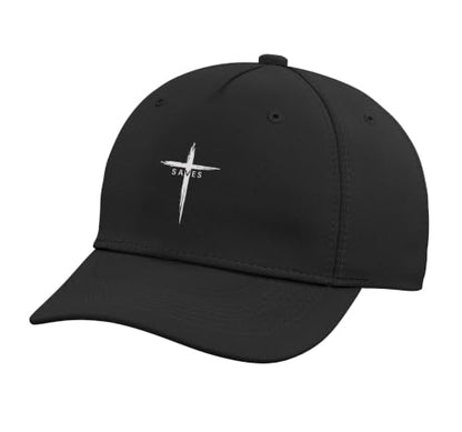 Cool Christian Cross Jesus Saves Men Women Graphic Christ Adjustable Baseball Hat - color: Black