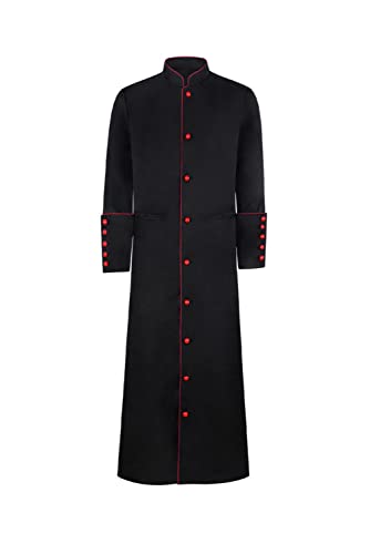Men Priest Costume Pastor Gown Clergy Pulpit Robes Halloween - color: Black Priest, size: Large