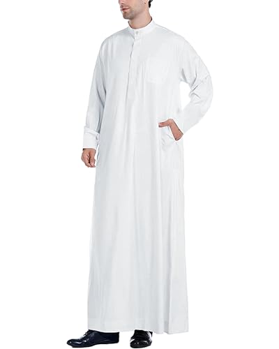 YAOHUOLE Men Islamic Caftan Thobe Big and Tall Kaftan with Pocket Mens Arab Kaftan Thobe - size: Large