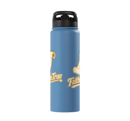 Faith Rings True Christian Scripture Cross Stainless Steel Insulated Water Bottle - color: Light Blue