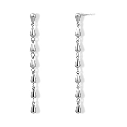 925 Sterling Silver Teardrop Chain Dangle Stud Long Drop Minimalist Simple Earrings for Women