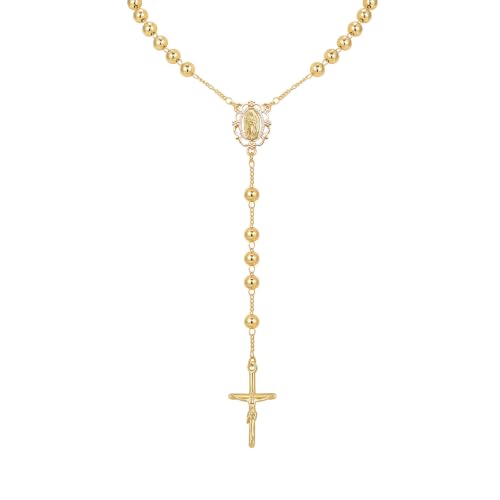 Women's Gold Rosary Beads Necklace,14K Gold Plated Virgin Mary Y Necklaces - color: Gold - Style 2