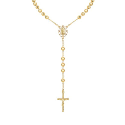 Women's Gold Rosary Beads Necklace,14K Gold Plated Virgin Mary Y Necklaces - color: Gold - Style 2
