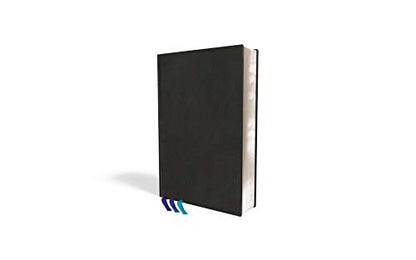 NIV, Thinline Bible, Large Print, Premium Goatskin Leather, Black, Premier Collection, Black Letter, Art Gilded Edges, Comfort Print