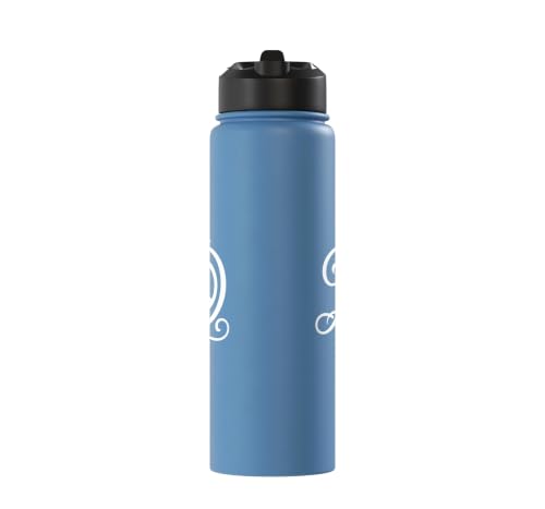 fancy Italic script Initial Letter D minimalist peace sign Stainless Steel Insulated Water Bottle - color: Light Blue