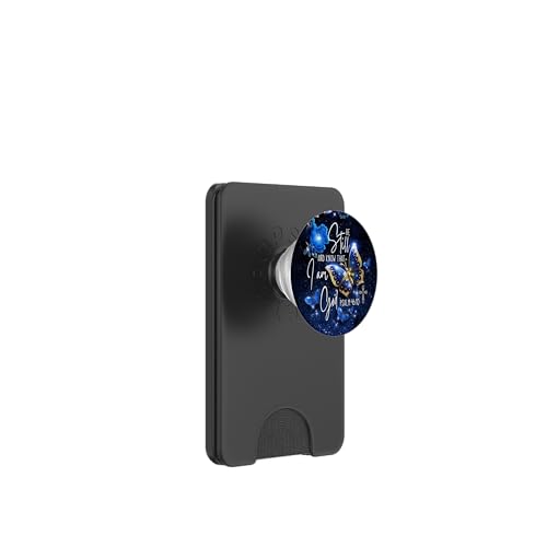 Religious Be Still & Know That I Am God Blue Butterfly Art PopSockets PopWallet for MagSafe - style: Magnetic PopWallet
