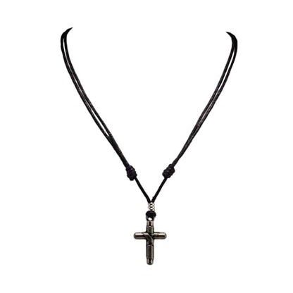 BlueRica Wrapped Cross on Adjustable Cord Necklace - color: Black