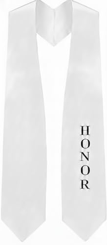 CLERKMANS Valedictorian,Salutatorian&Honor Graduation Stole 2 Colors Length & Width Fits All BodyTypes Premium Quality Stoles - color: White, style: Honor