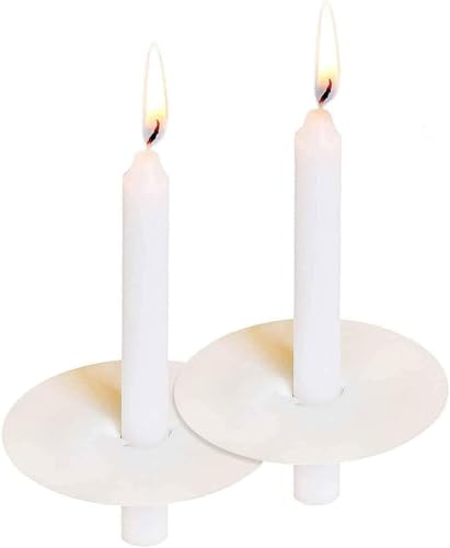 100-Pack White Unscented Taper Candles with Drip Protectors, 4.7" x 0.47" - Smokeless Pure Wax Prayer Candles for Church, Vigil, Memorial, Shabbat & Religious Services - color: 5"100pcs-White