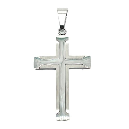 Cross Necklace for Men, Stainless Steel Black/Silver Cross Pendant Religious Necklace Christian Jewelry Chain 60 cm/23.6 inches - color: Silver