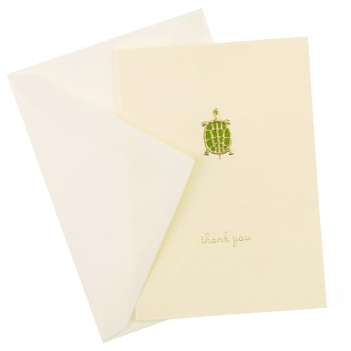 Graphique Turtle La Petite Presse Boxed Thank You Notes - 10 Embossed and Embellished Gold Foil Turtle Thank You Cards with Matching Envelopes, 3.25" x 4.75" - color: Turtle