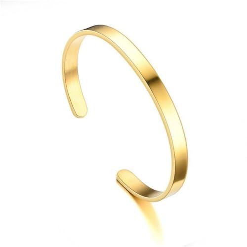 Stainless Steel Cuff Bracelet for Men, Adjustable Open Metal Bangle Bracelet, Minimalist Mens Jewelry Gift - color: gold