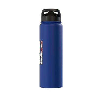 Car Dirt Track Racing Checkered Flag American Flag Racing Stainless Steel Insulated Water Bottle - color: Royal Blue
