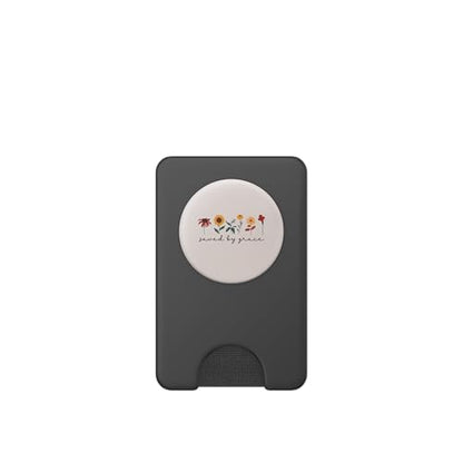 Saved By Grace Christian Bible 2:8 Ephesians Wildflowers PopSockets PopWallet for MagSafe - style: Magnetic PopWallet