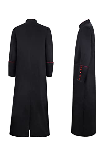 Men Priest Costume Pastor Gown Clergy Pulpit Robes Halloween - color: Black Priest, size: 3X-Large