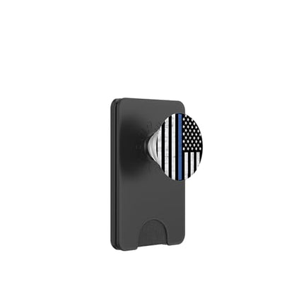 Thin Blue Line US Flag Police Officer Law Enforcement Gift PopSockets PopWallet for MagSafe - style: Magnetic PopWallet