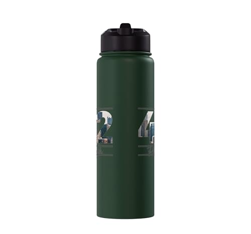 412 Skyline Number City Pride Script Stainless Steel Insulated Water Bottle - color: Dark Green