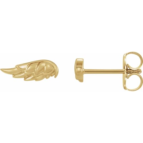 14k Yellow Gold Angel Wing Earrings Dazzling