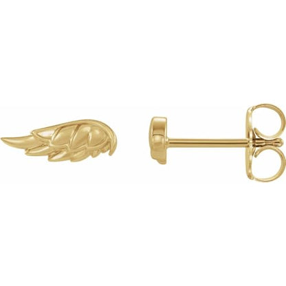 14k Yellow Gold Angel Wing Earrings Dazzling