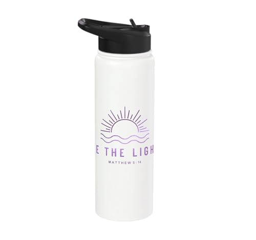 Be the Light Scripture (Matthew 5:14) For Encouragement Stainless Steel Insulated Water Bottle - color: White