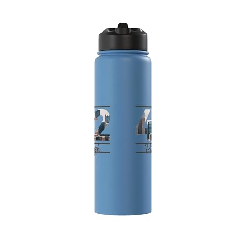 412 Skyline Number City Pride Script Stainless Steel Insulated Water Bottle - color: Light Blue