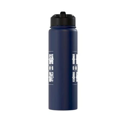Iron Sharpens Iron Christian Gym Water Bottles Bible Verse Stainless Steel Insulated Water Bottle - color: Navy Blue