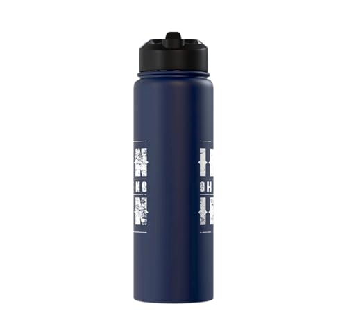 Iron Sharpens Iron Christian Gym Water Bottles Bible Verse Stainless Steel Insulated Water Bottle - color: Navy Blue