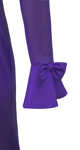 Trumpet Long Sleeve Mesh Church Dress Clergy Tab Insert Collar Priestess Dress - color: Purple, size: X-Large