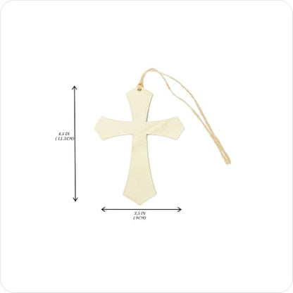 36 Pack 4.5X3.5 Inch Unfinished Wood Cross Wood Cutouts Shaped Cross with Jute String for DIY Profect and Crafts