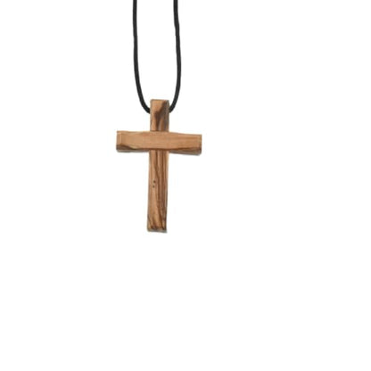Olive Wood Cross Necklace from Bethlehem – 1.5" Wooden Crucifix Pendant with 24" Adjustable Black Cord, Christian Jewelry for Men and Women