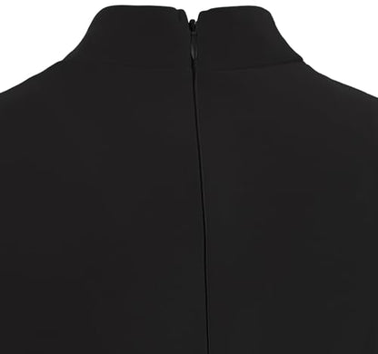 Trumpet Long Sleeve Mesh Church Dress Clergy Tab Insert Collar Priestess Dress - color: Black, size: Small