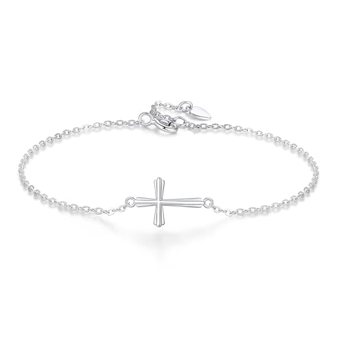 GAVU 925 Sterling Silver Small Cross Charm Bracelet for Women - color: Silver