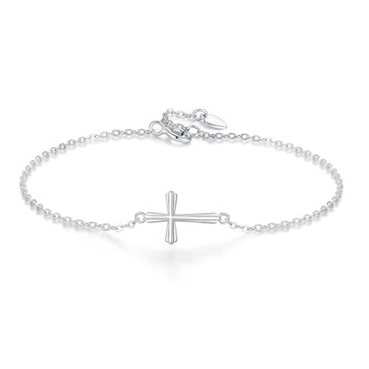 GAVU 925 Sterling Silver Small Cross Charm Bracelet for Women - color: Silver