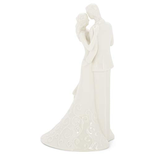 Roman 8.5" Wedding Cake Topper – Elegant Bride and Groom Figurine with “Love Is Patient” Inscription, Porcelain Finish, Wedding or Anniversary Keepsake