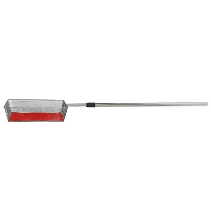 Silver Tone Offering Basket with Telescoping Handle, Stainless Steel and Felt Materials, Catholic Church Supplies, 35" to 66" Extension