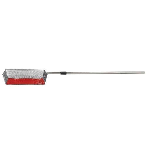 Silver Tone Offering Basket with Telescoping Handle, Stainless Steel and Felt Materials, Catholic Church Supplies, 35" to 66" Extension