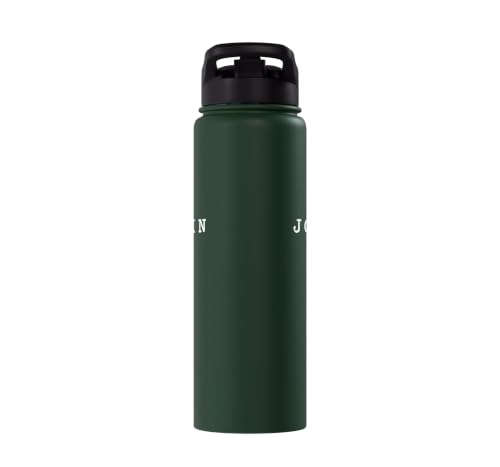 John 3:16 Bible Verse Christian Cross Front, Back Print Stainless Steel Insulated Water Bottle - color: Dark Green