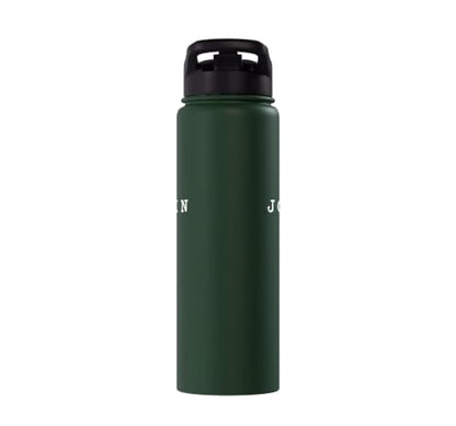 John 3:16 Bible Verse Christian Cross Front, Back Print Stainless Steel Insulated Water Bottle - color: Dark Green