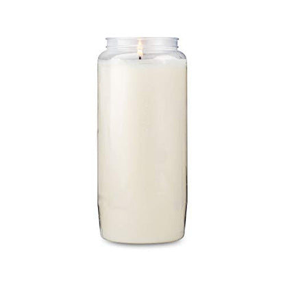 Tribello 6 Day Candles, 1 Pack | 6” White Pillar Candles for Memorial, Religious Ceremony, Party Decor, Emergency Survival | Unscented Slow Burning 100% Vegetable Wax in Plastic Jar Container