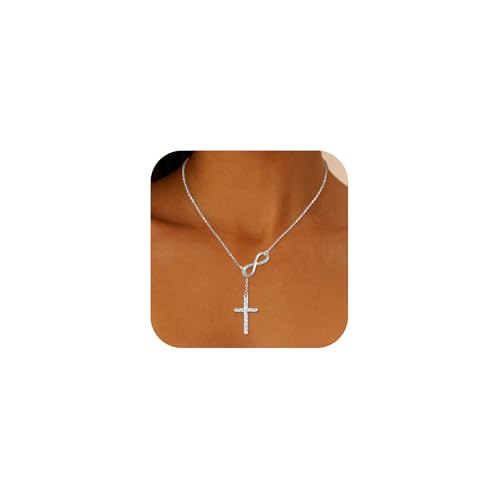 925 Sterling Silver Infinity Cross Necklace for Women - color: Silver
