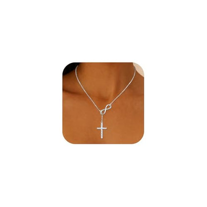925 Sterling Silver Infinity Cross Necklace for Women - color: Silver