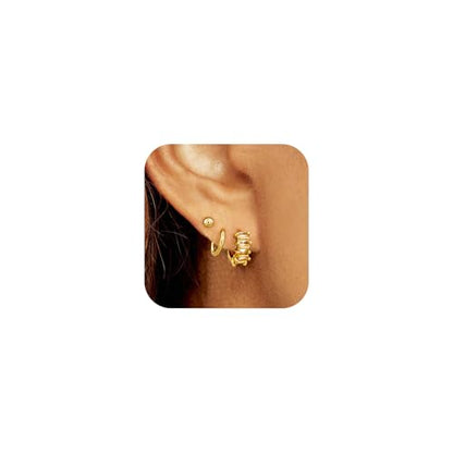 Bheop Gold Silver Dangle Earrings for Women, Cubic Zirconia Earring Stack - color: Gold-cz ball/huggie set